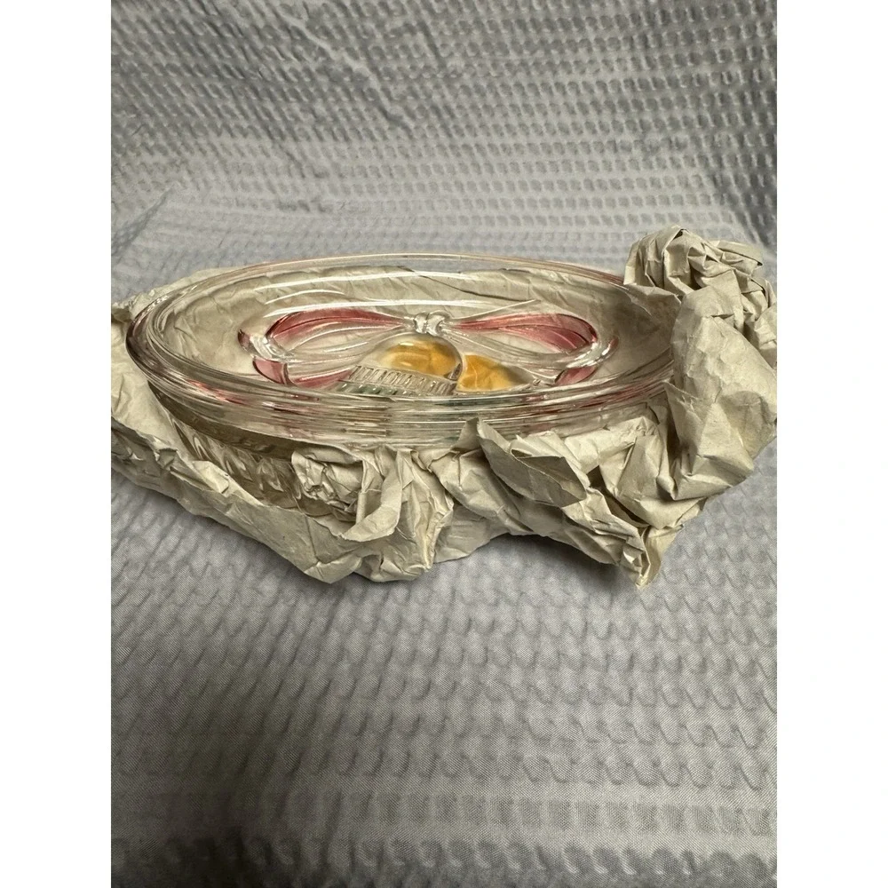 Vintage Savoir Vivre Holiday Spirit Oval‎ Covered Glass Candy Dish WY064/504